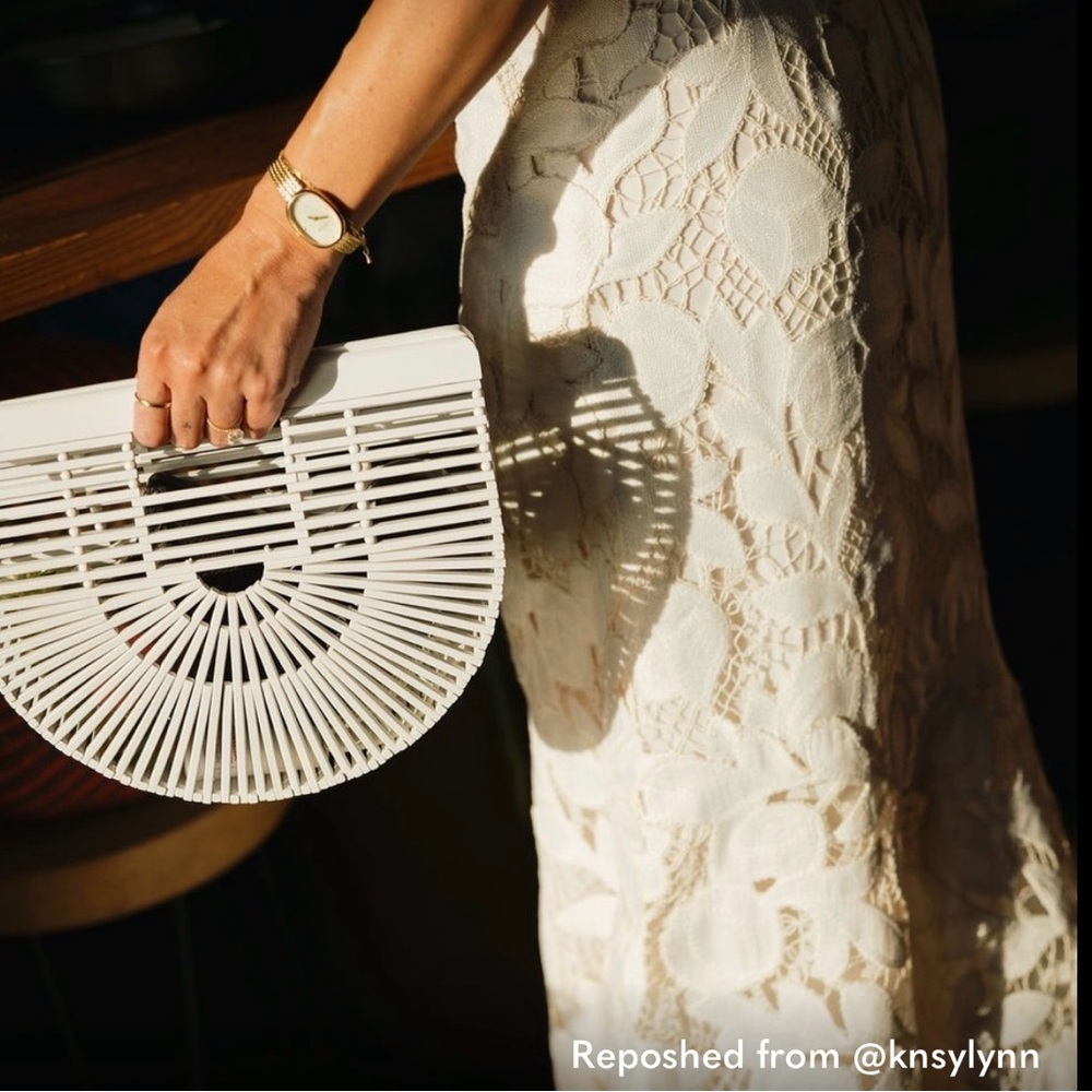 cult gaia White Semi-Circle Bamboo Clutch